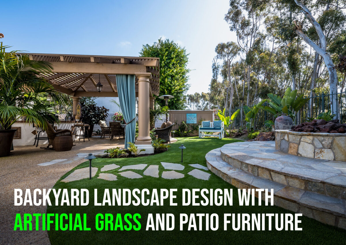 Backyard Landscape Design With Artificial Grass and Patio Furniture - FTL 2